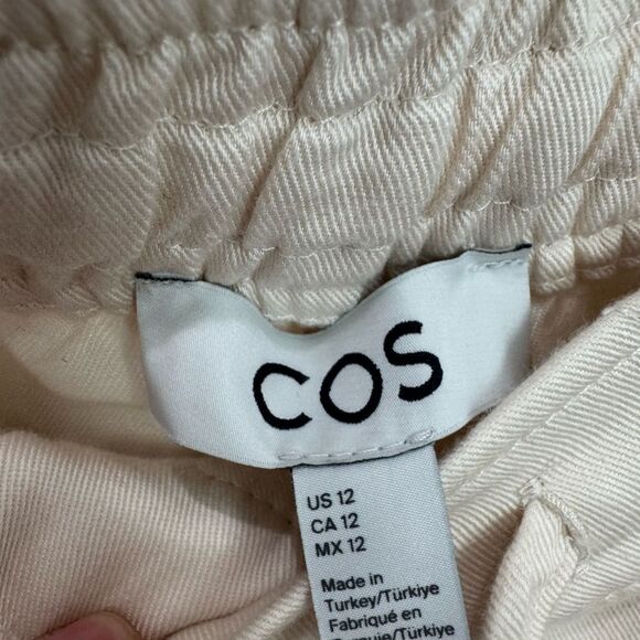 NEW COS Barrel-Leg Drawstring Trousers in Ivory - Picture 9 of 12